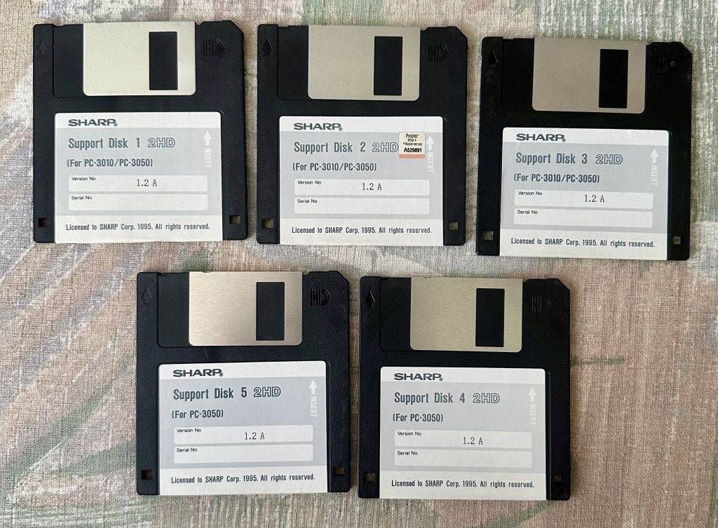 Sharp PC-3010 PC-3050 Support Utility Floppy Disks Set 1-5 - Vintage & Rare