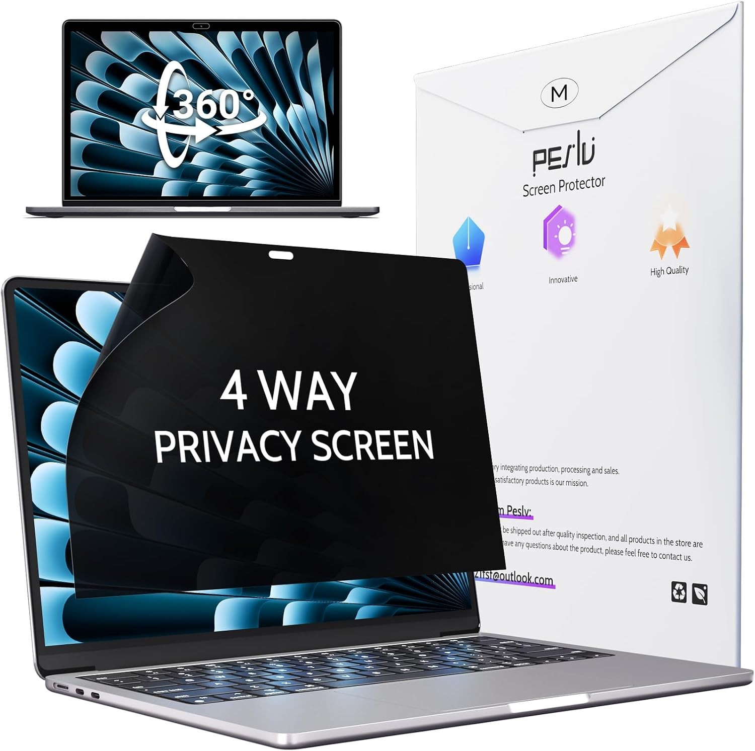 360° 4 Way Privacy Screen for Macbook Air 13 (2018-2021, M1) & Macbook Pro 13