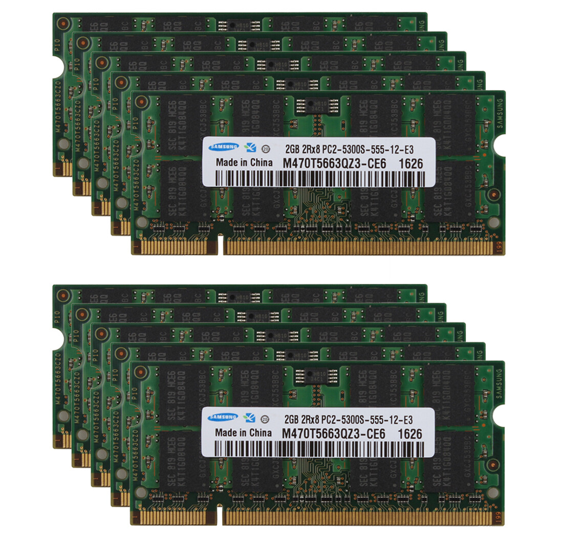 20GB RAM 10PCS SAMSUNG 2GB 2 GB PC2-5300S DDR2 667Mhz 200pin CL5 Laptop Memory