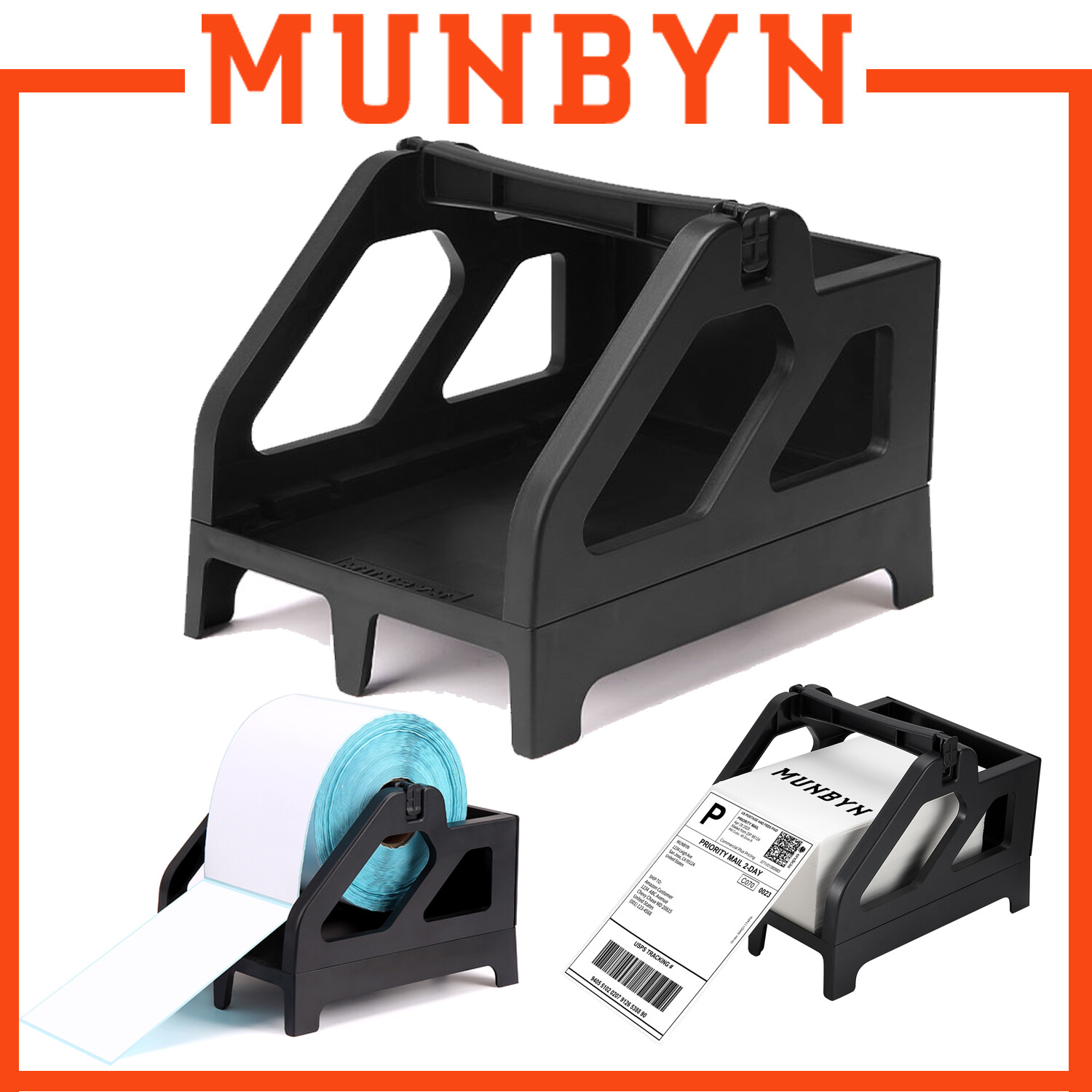 MUNBYN Label Holder for Rolls and Fan-Fold Labels for Desktop Label Printer US