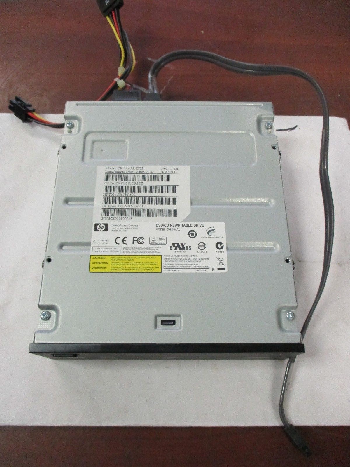 HP DH-16AAL-DT2 Used, working DVD/RW Sata Disc Drive w/SATA Data & Power Cable