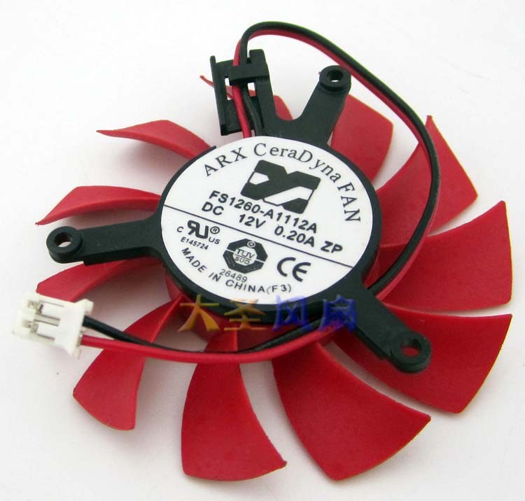 Graphics Card Fan FS1260-A1112A 12V 0.20A For GAINWARD GT220 Red Feather Edi