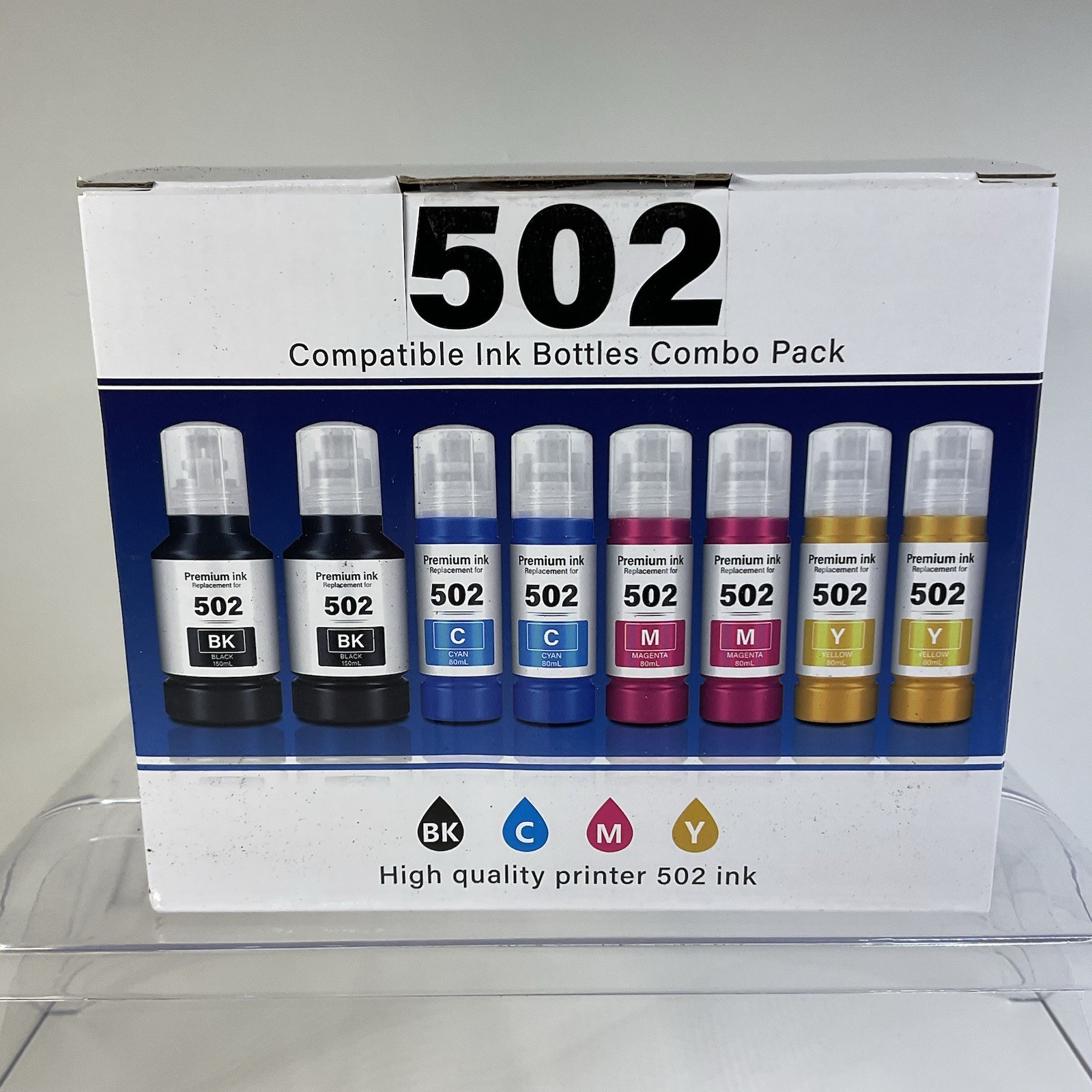 NEW~Inkrobat-502 Compatible Refill Ink Bottles 8 Pack for Epson Ecotank Printers
