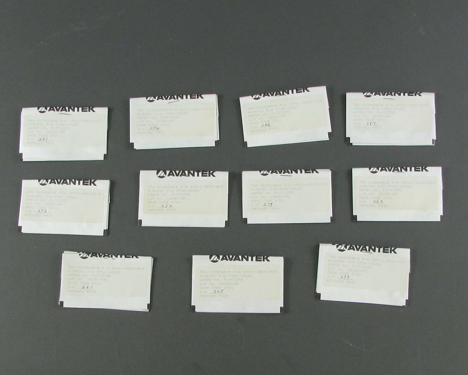 Lot of (11) TRW Microwave 1PA11-002S-A15, Avantek ST86-10202 Matched Pair