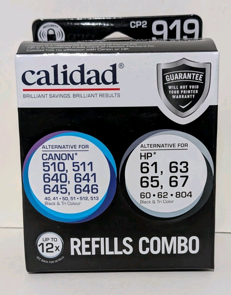 Calidad Alternative Ink Cartridge 12 Piece Refill Combo Pack for HP & Canon NEW