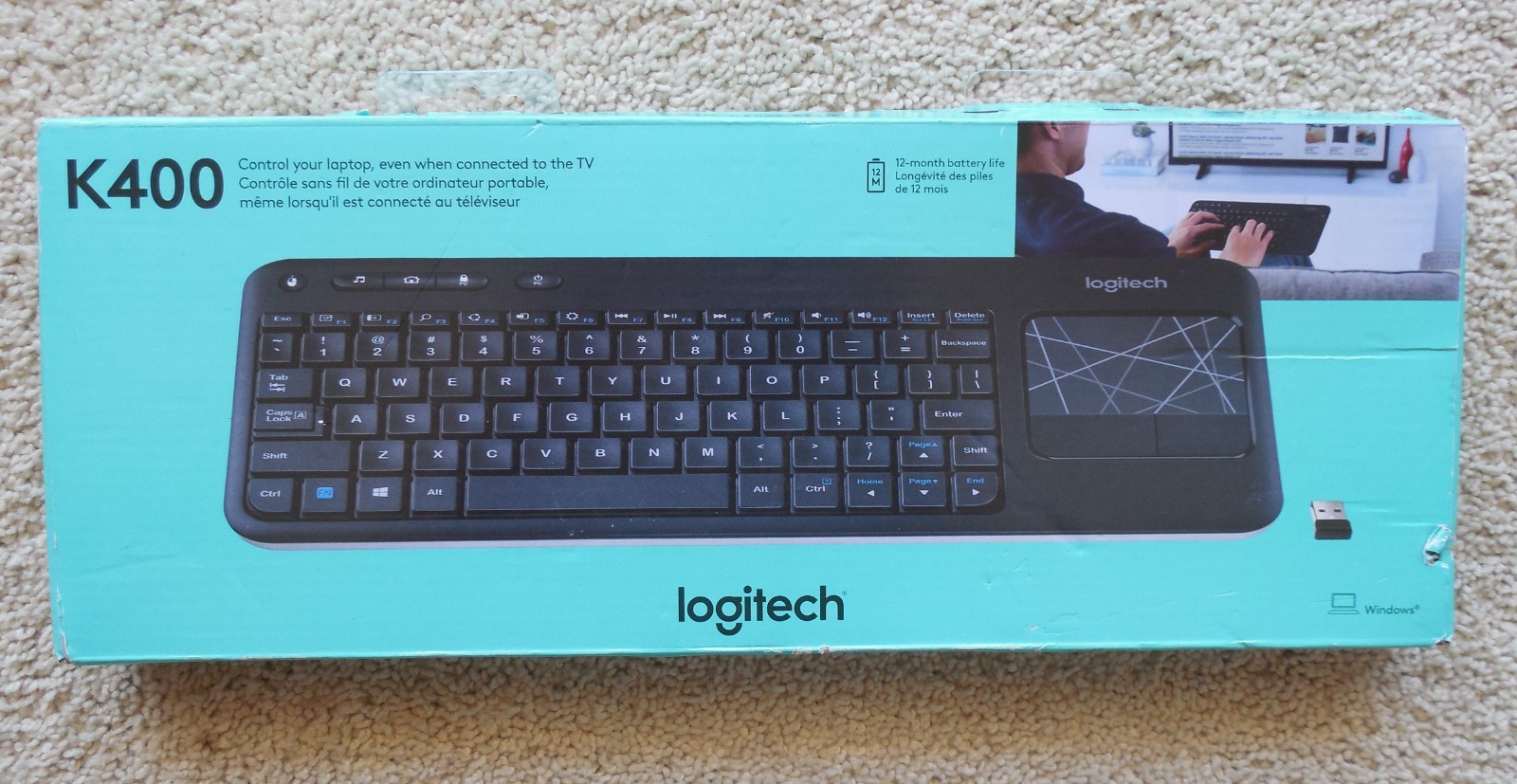 Logitech K400 Wireless Touch Keyboard W/ Built-In Touchpad - New