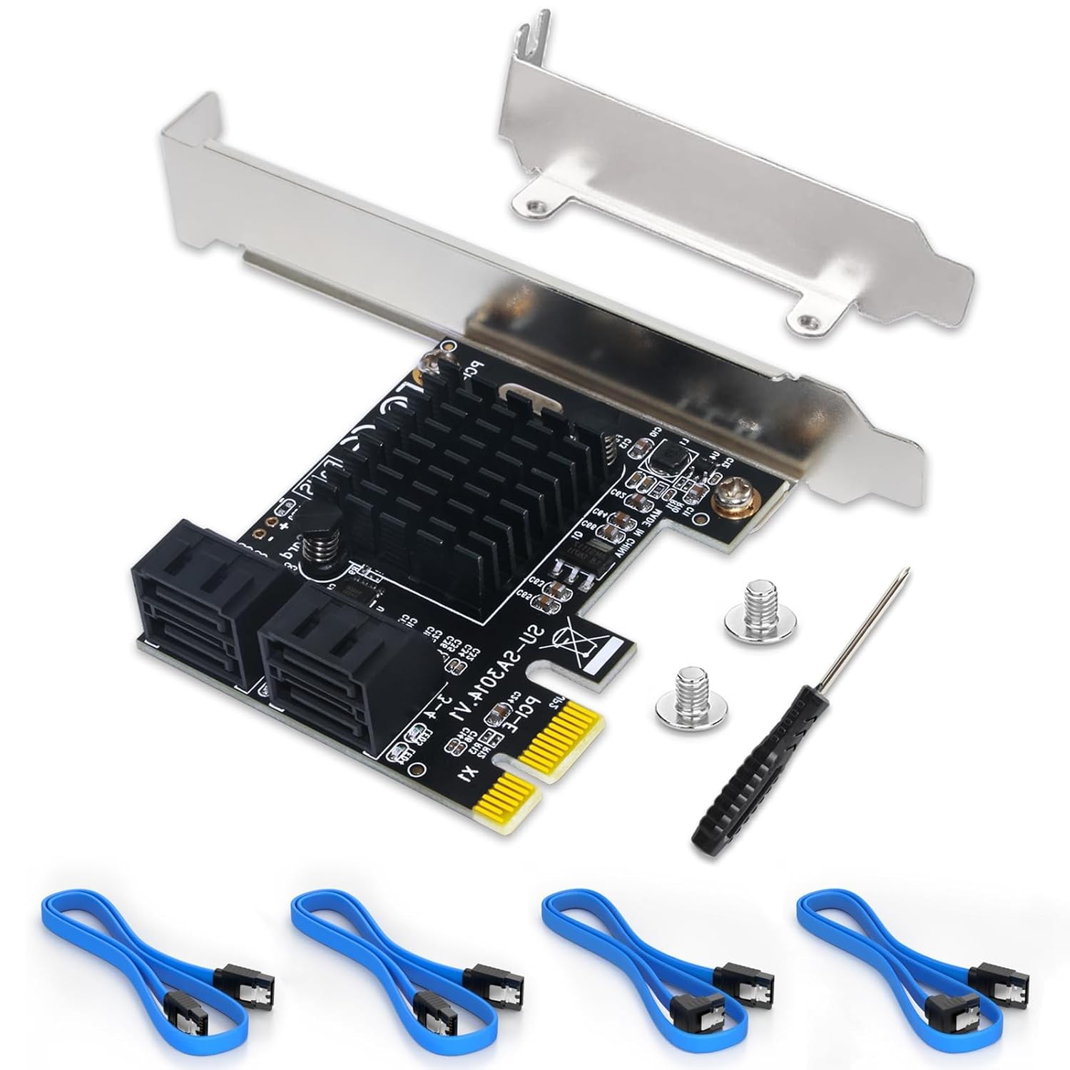 PCIe SATA Card 4 Port Expansion 6Gbps SATA 3.0 Controller Adapter with Cables
