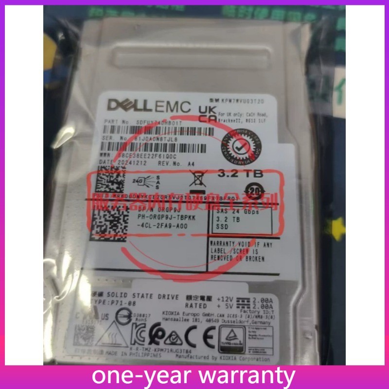 0RGP9J Dell R750 24GB KPM7WVUG3T20 3.2TB SAS SSD Hybrid Solid State Drive New
