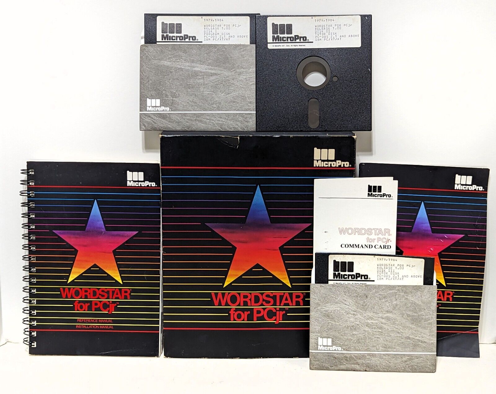 Rare MicroPro WORDSTAR for IBM PCjr *Complete* 1984, with Program & Tutor Disks