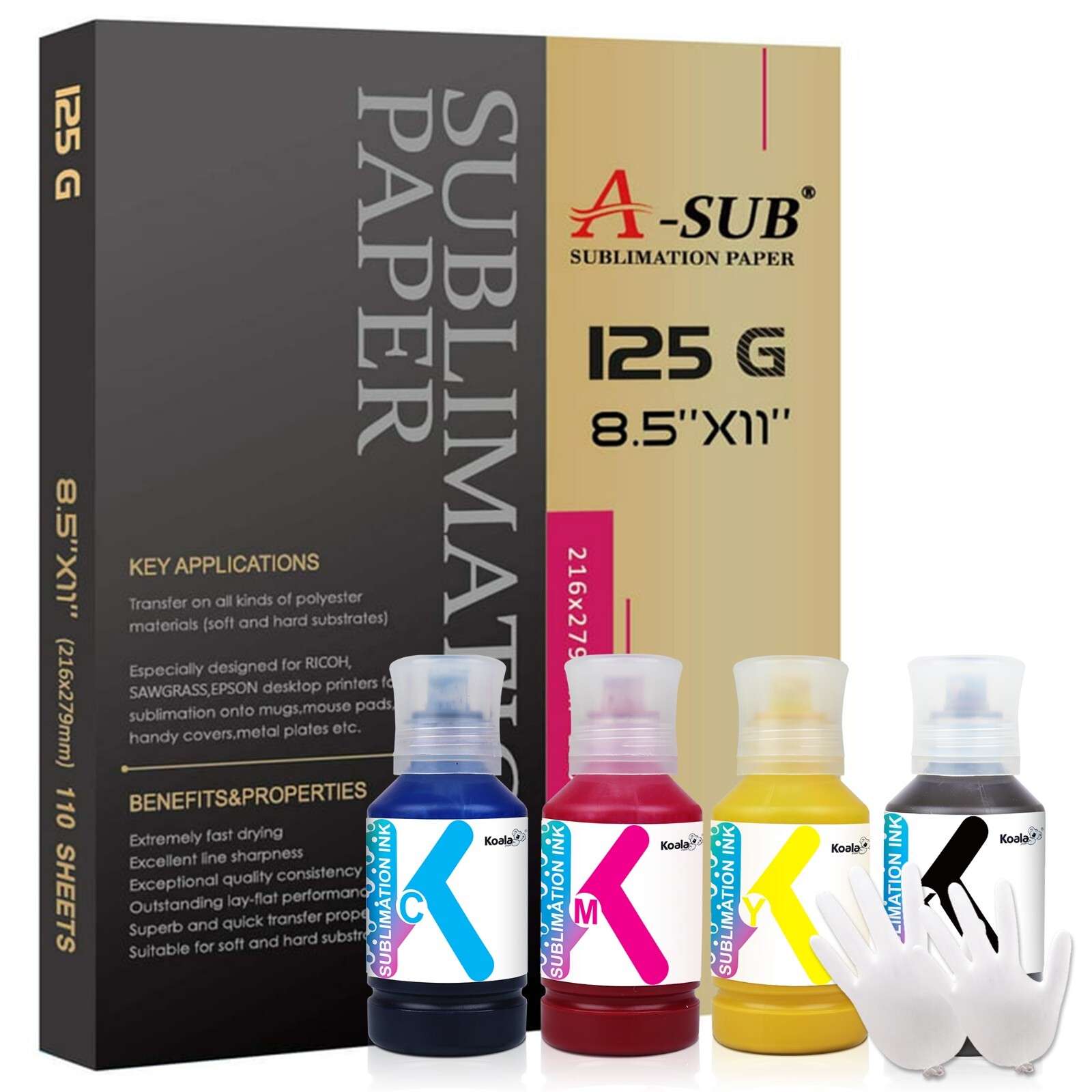 Bundle A-SUB Sublimation Paper Sublimation Ink Compatible 502 522 542 F170 F570
