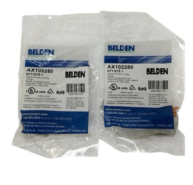 Beiden Category 6A 10G AX102280 Modular Jack RJ45, KeyConnect, Cat6 (Lot of 2)
