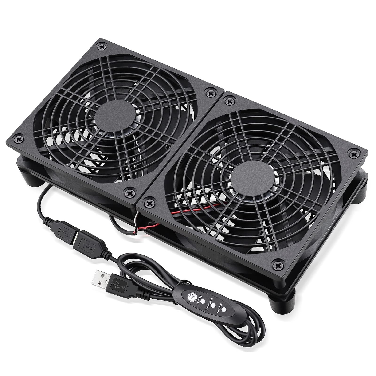 240mm Router Fan Cooler with L/M/H Speed Control DC 5V USB Powered