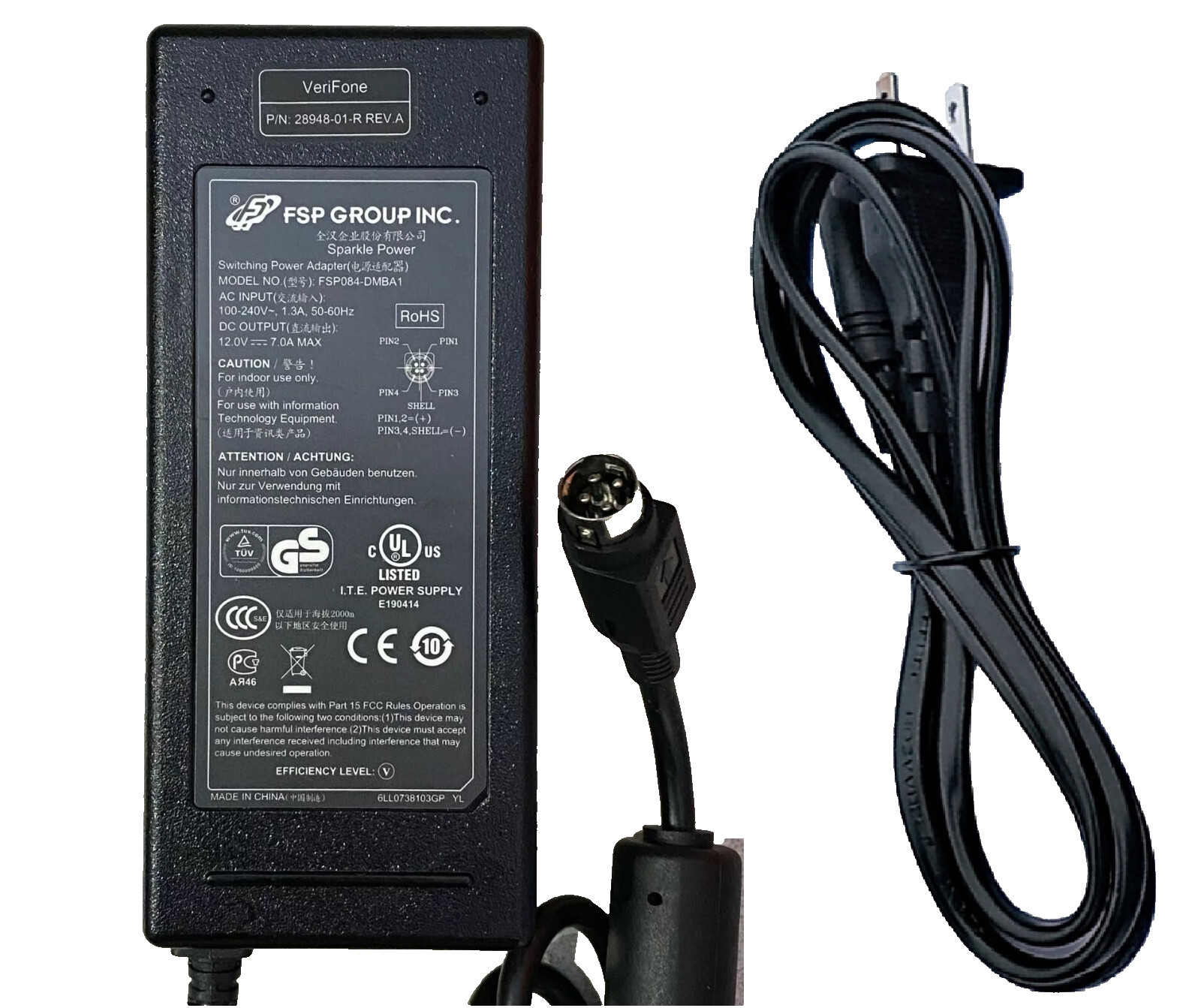 FSP 12V 4-Pin AC Adapter For HITRON HEMP100G-S120650-7L HEMP100GS1206507L Power