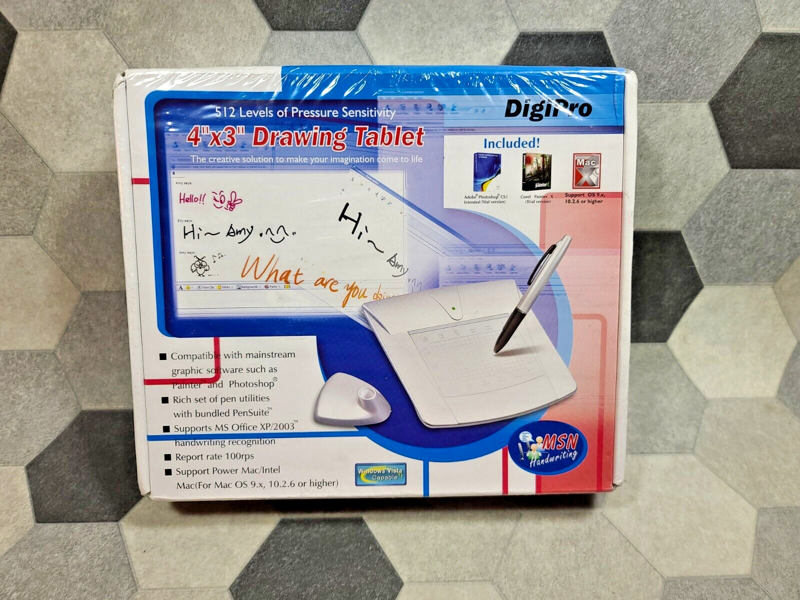 DigiPro Drawing Tablet 4" x 3" MSN Handwriting Model WP4030 Pen Brand New Sealed