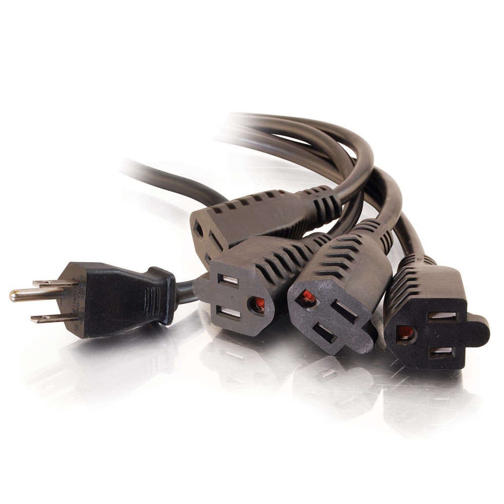 C2G 3ft (0.9m) 16 AWG 1-to-4 Power Cord Splitter Model 29806