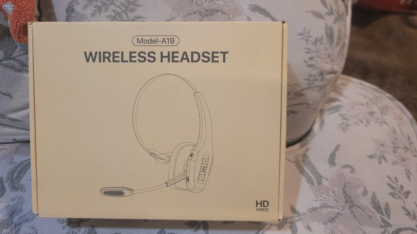 A19 Bluetooth Wireless Single-Ear Headset w/ Boom Mic, Black, Headband On-Ear