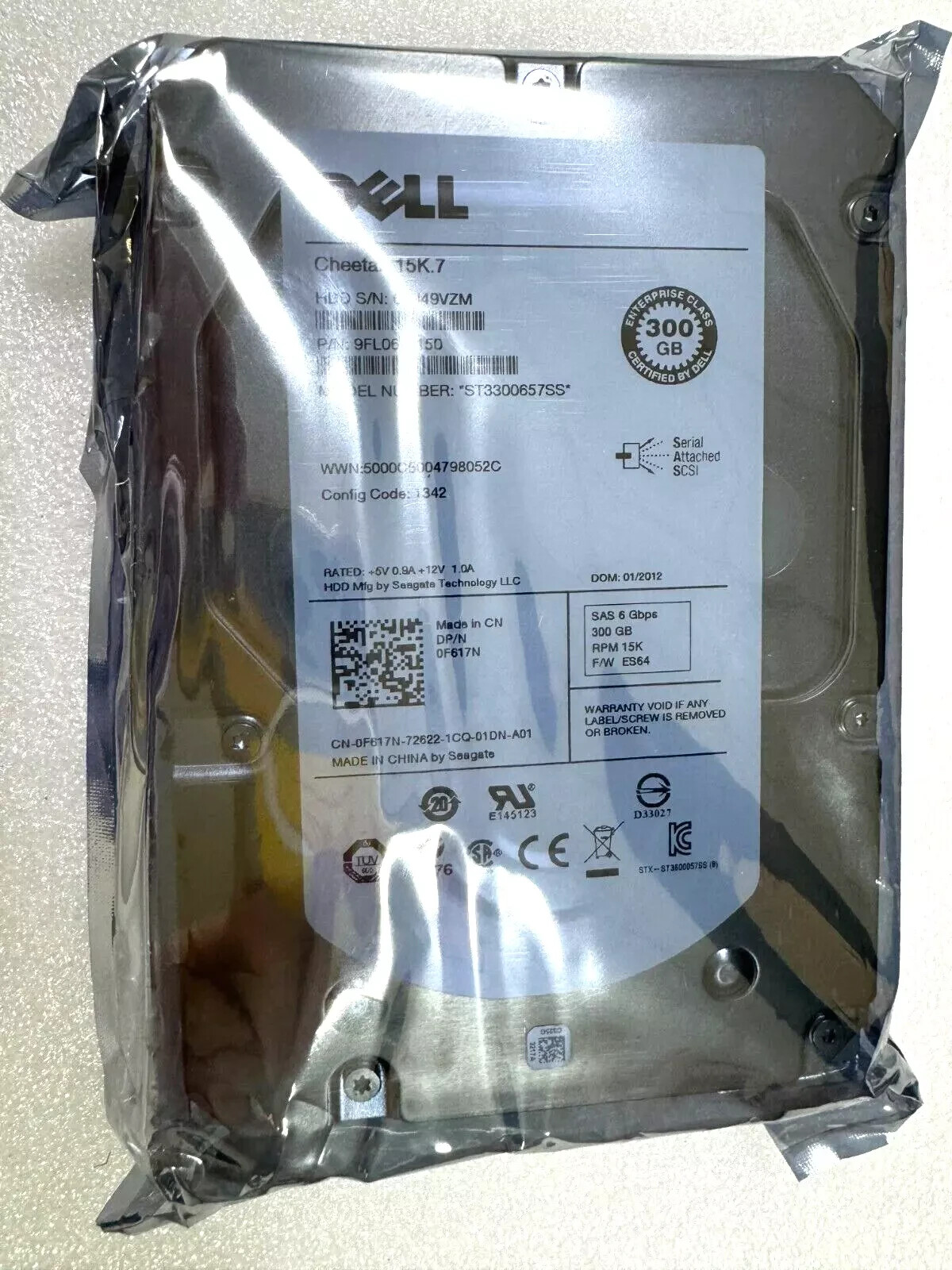 NEW Dell F617N 0F617N ST3300657SS Cheetah 15K.7 300GB 6G 3.5 SAS HDD HARD DRIVE