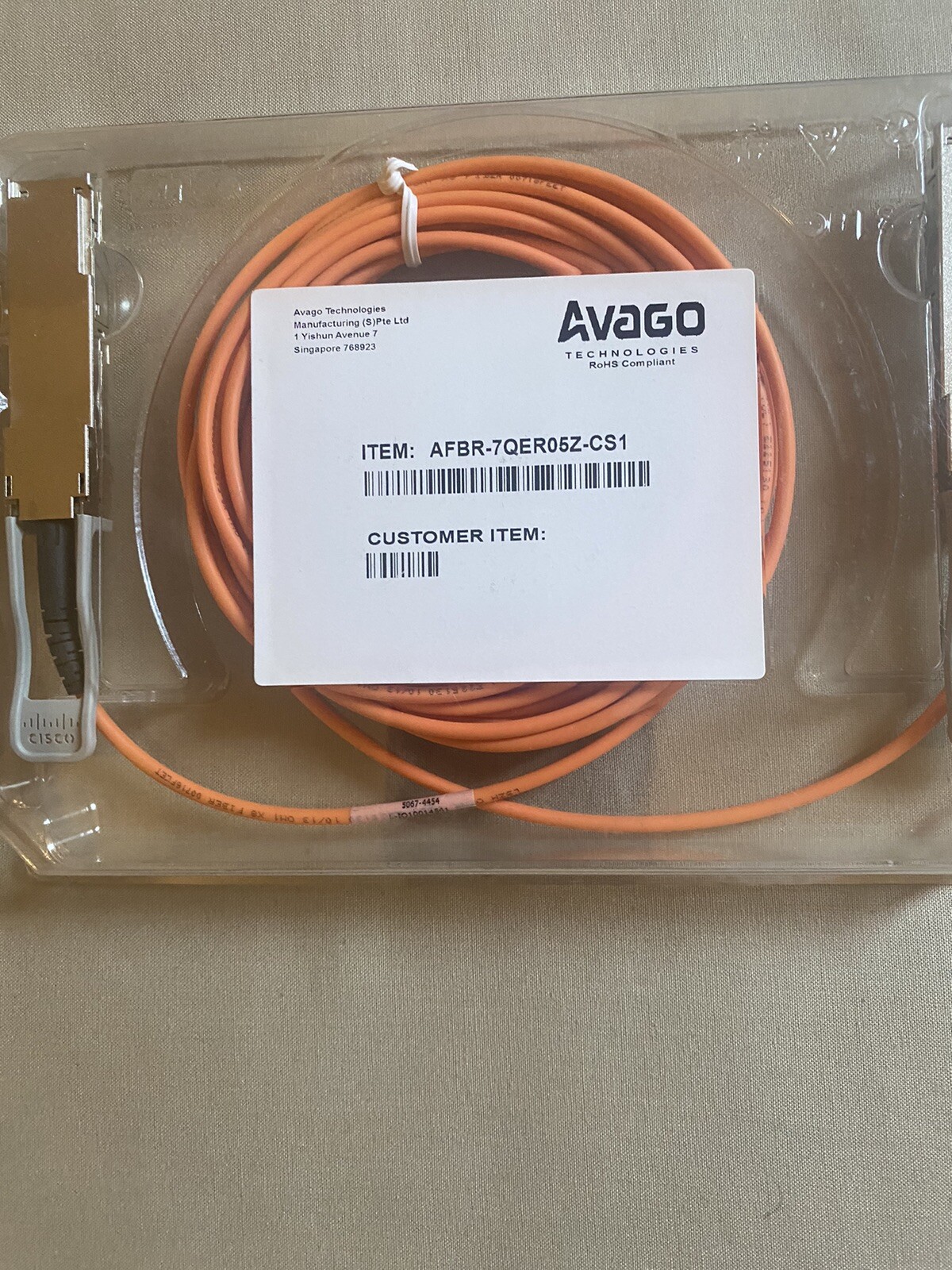 AVAGO  -AFBR-7QER057-CS1 Compatible With Cisco QSFP-H40G-AOC5M ( New)