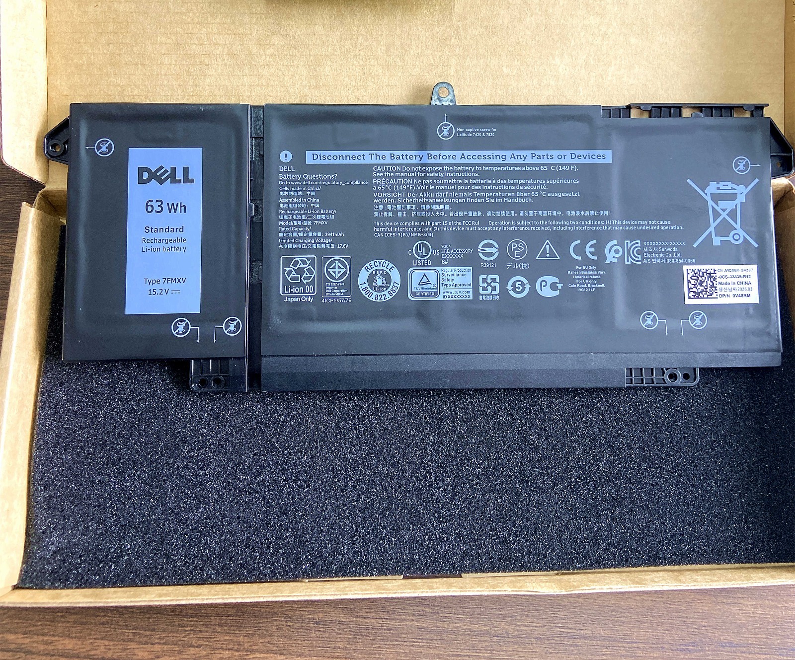 Genuine 7FMXV Battery Latitude 7320 7420 2in1 Series/P138G P135G P135G001 Series