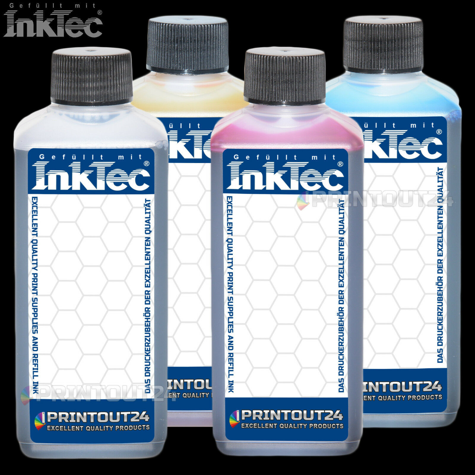 4X250Ml InkTec® Ink CISS Hose System Fill In Refill Ink For HP 10 11 XL