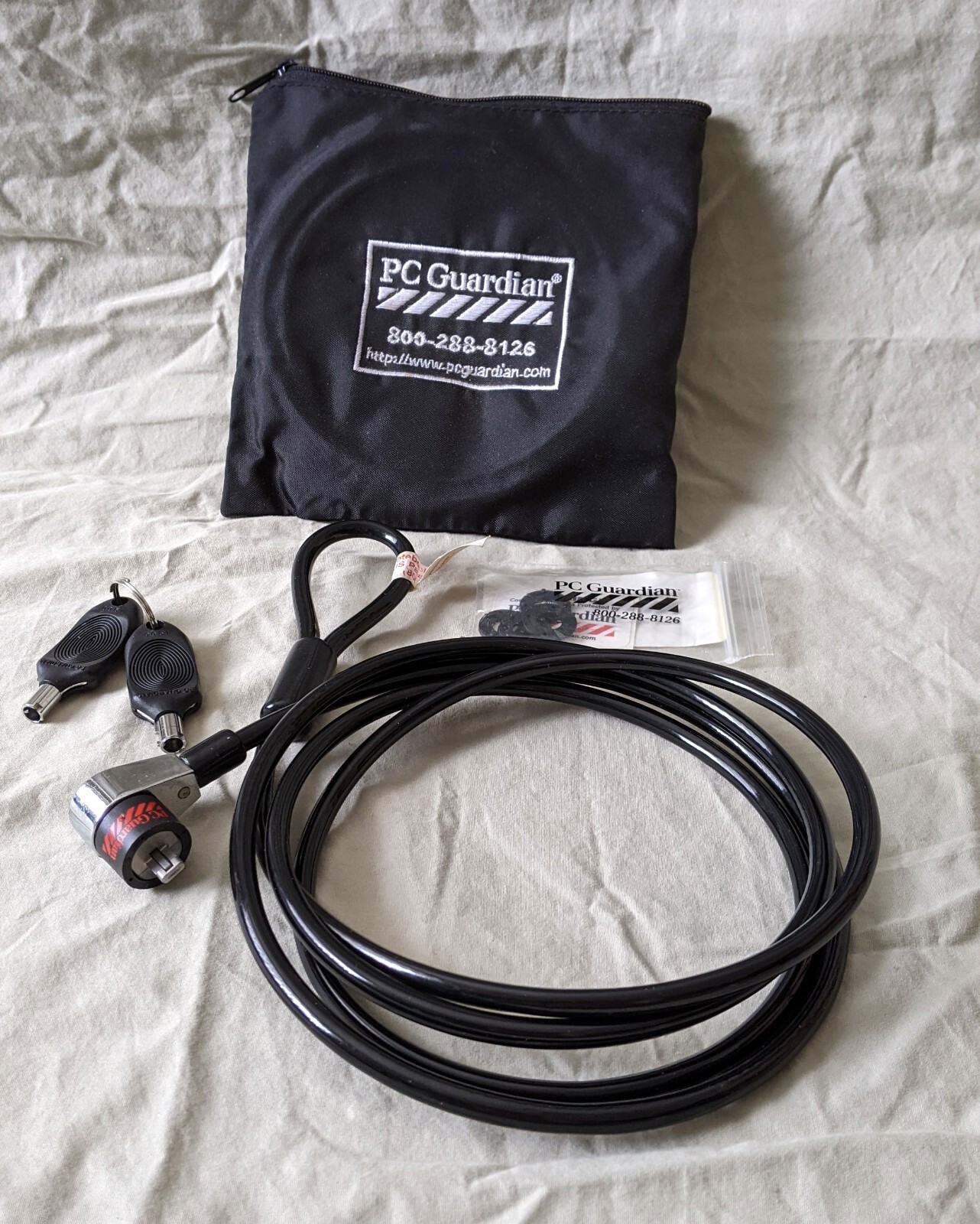 PC Guardian Laptop/Notebook Computer Locking Security Cable With Bag
