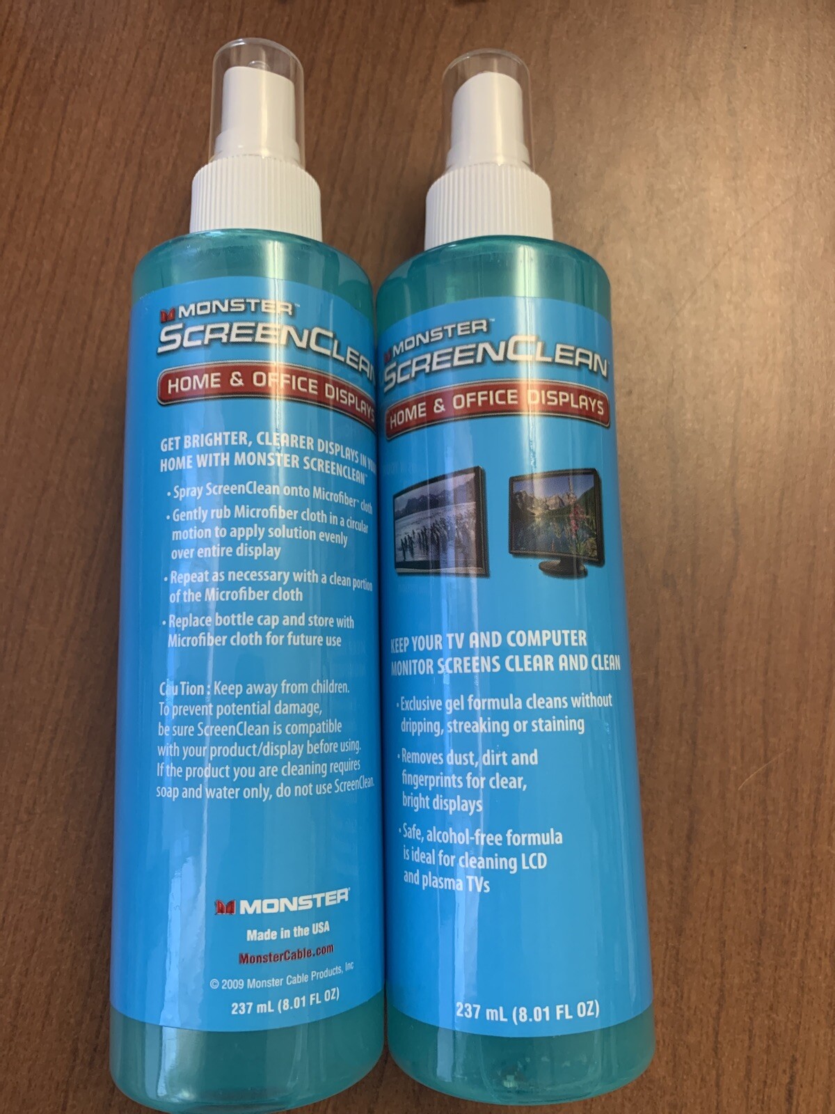 NEW Monster ScreenClean Alcohol Free Liquid Gel Cleaner~ 237mL(8.01FL OZ) Qty 2