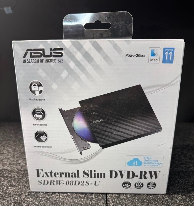 ASUS SDRW-08D2S-U External Slim 8X DVD-RW Optical Drive