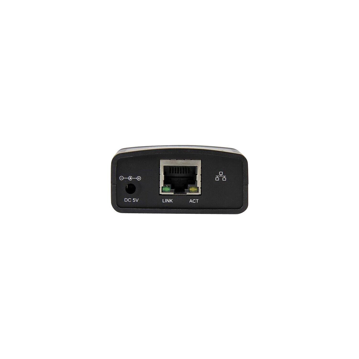 StarTech PM1115U2 Black Ethernet to USB 2.0 Network LPR Print Server for Mac/PC