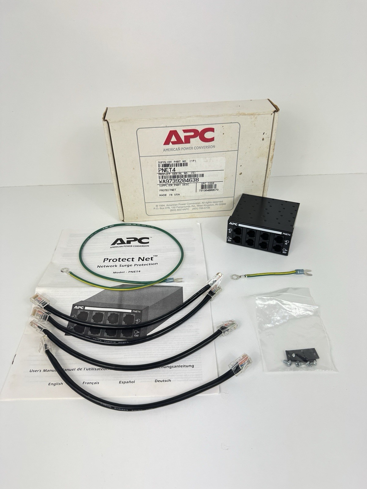 APC PNET4 ProtectNet 4-Port Network Surge Protector NEW NOS Complete w/ Box