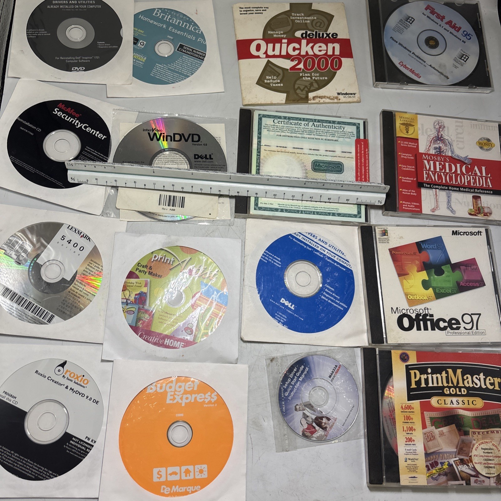 VTG PC CD-ROM Software Lot Retro Computer Utility Reference Discs Windows 95 98