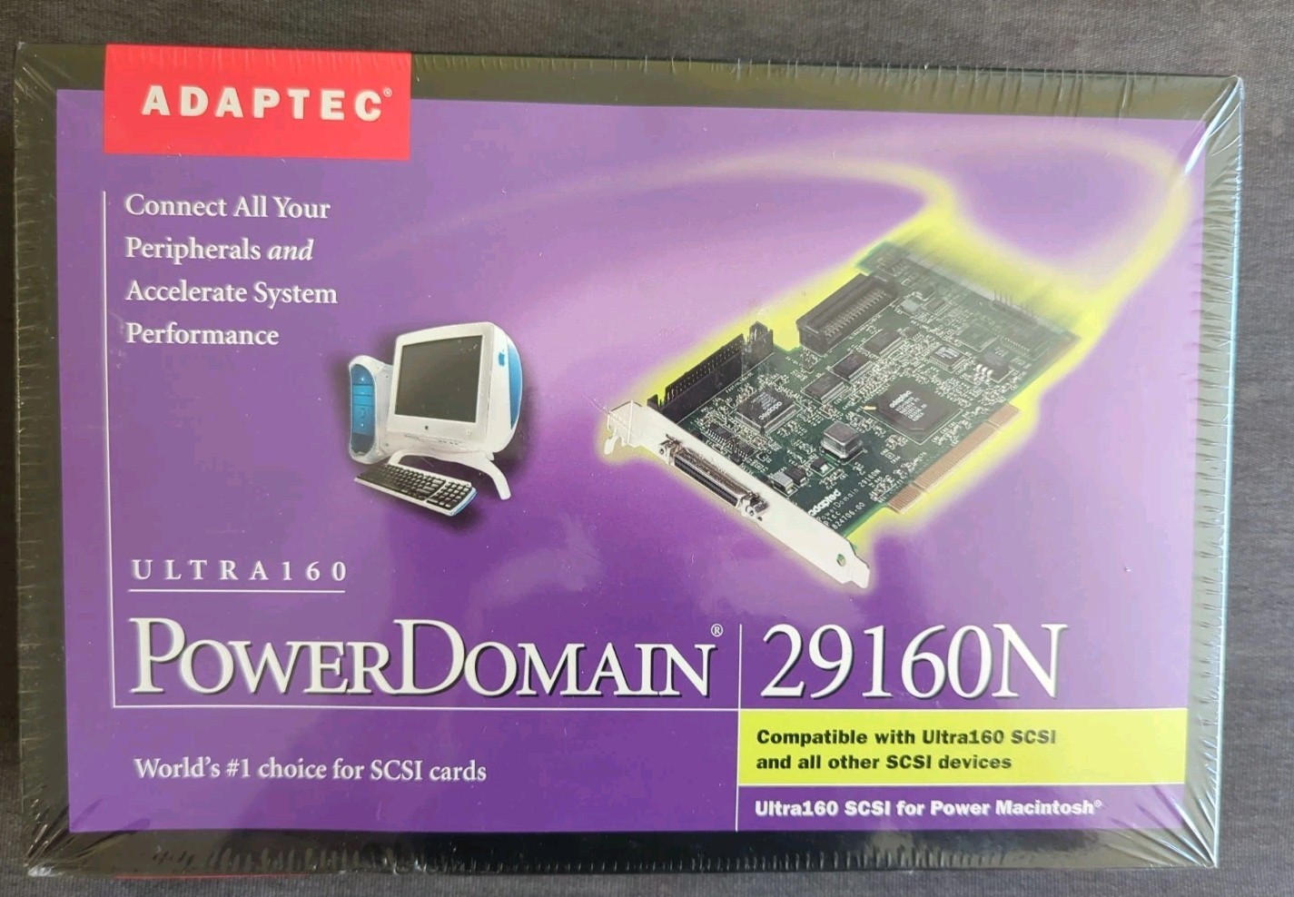 Adaptec PowerDomain Ultra160 29160N Macintosh SCSI Card. New And Sealed 