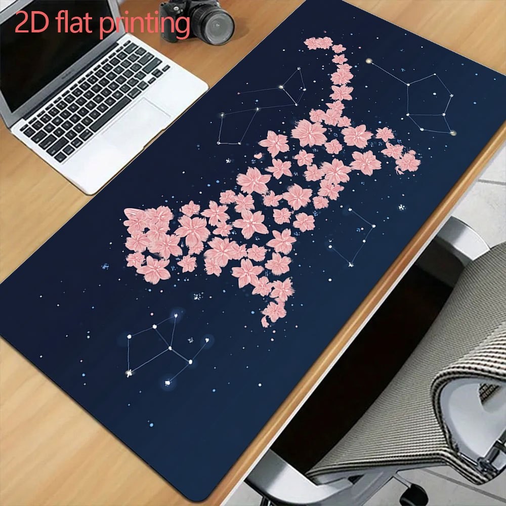 1pc Multiple Sizes Oversized Cat Constellation Mouse Pad with Cherry Blossom S
