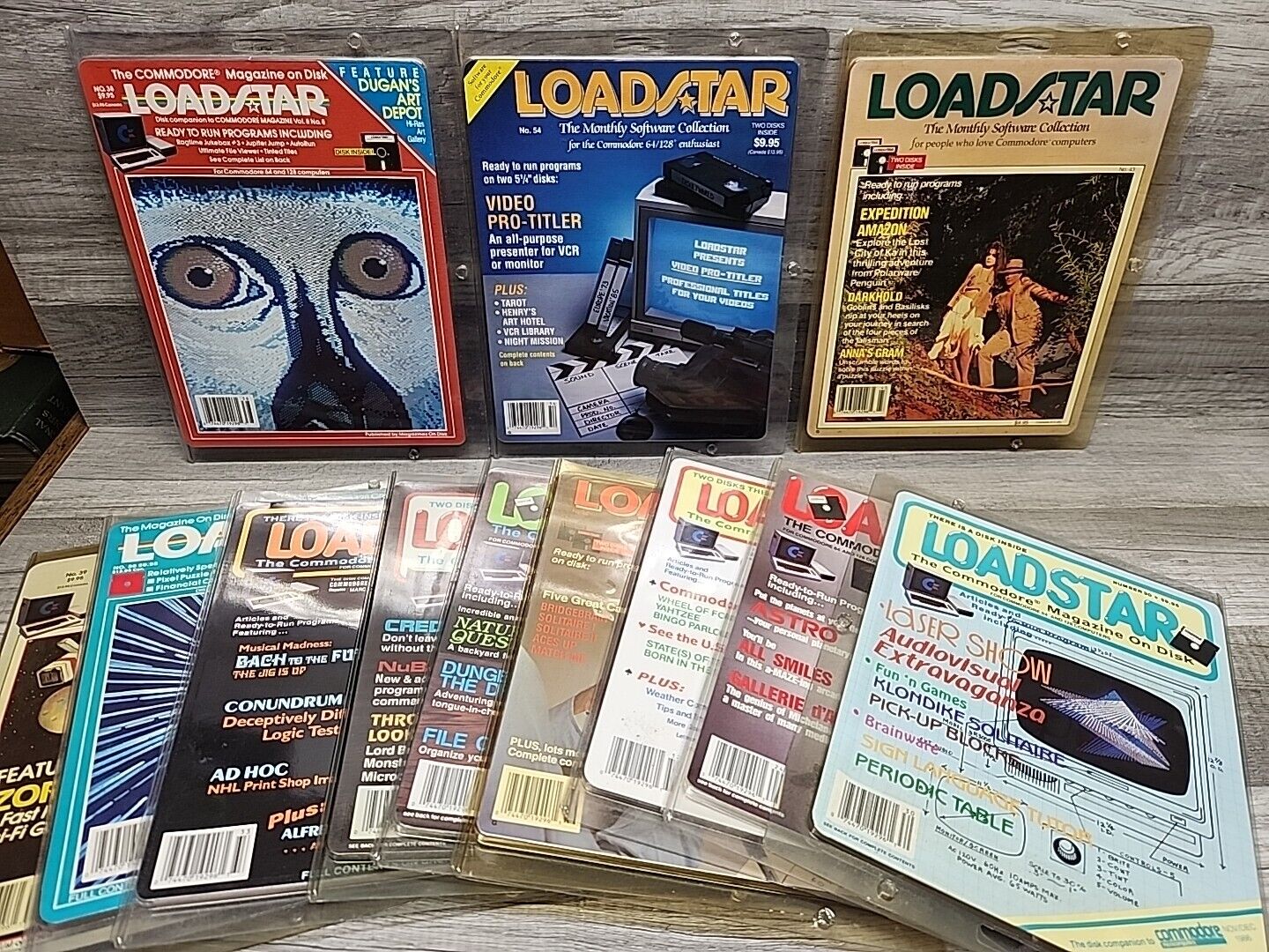 Lot of 12 Vintage 1980's Commodore 64 Loadstar Game Software Magazines On Disk