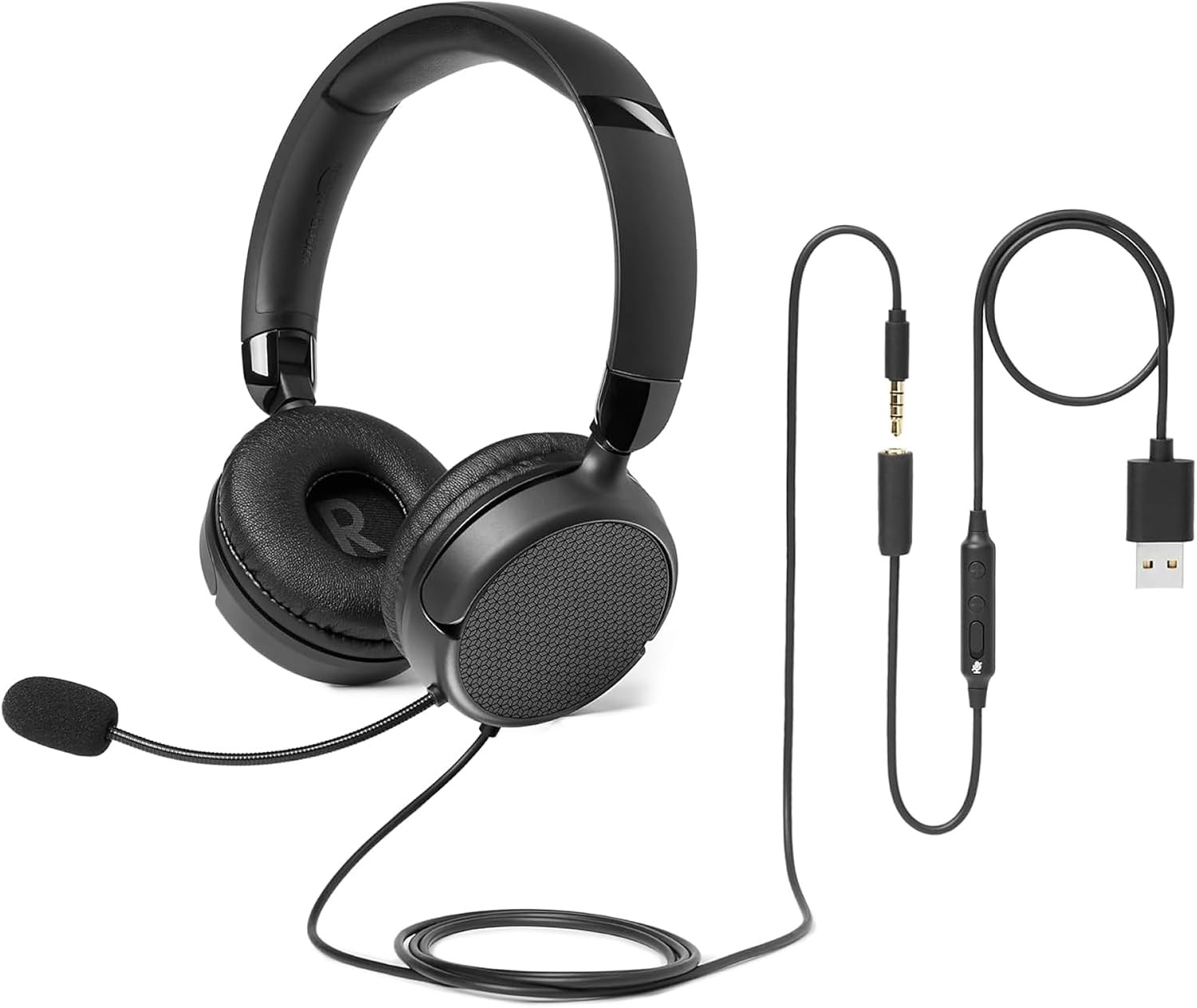 on Ear Wired Computer Headset with Adjustable Microphone, 3.5Mm Port or In-Line