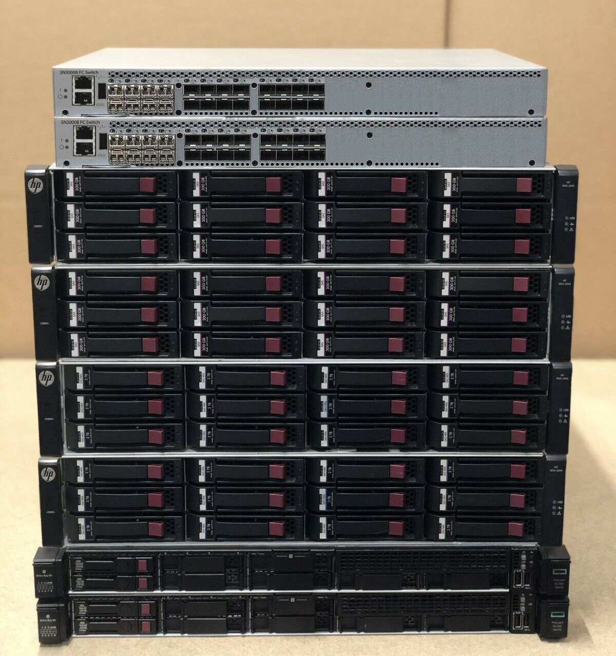 HP MSA 2040 & DL360 Gen10 16GB FC 55TB 56-Core 512GB Fully Redundant Server SAN
