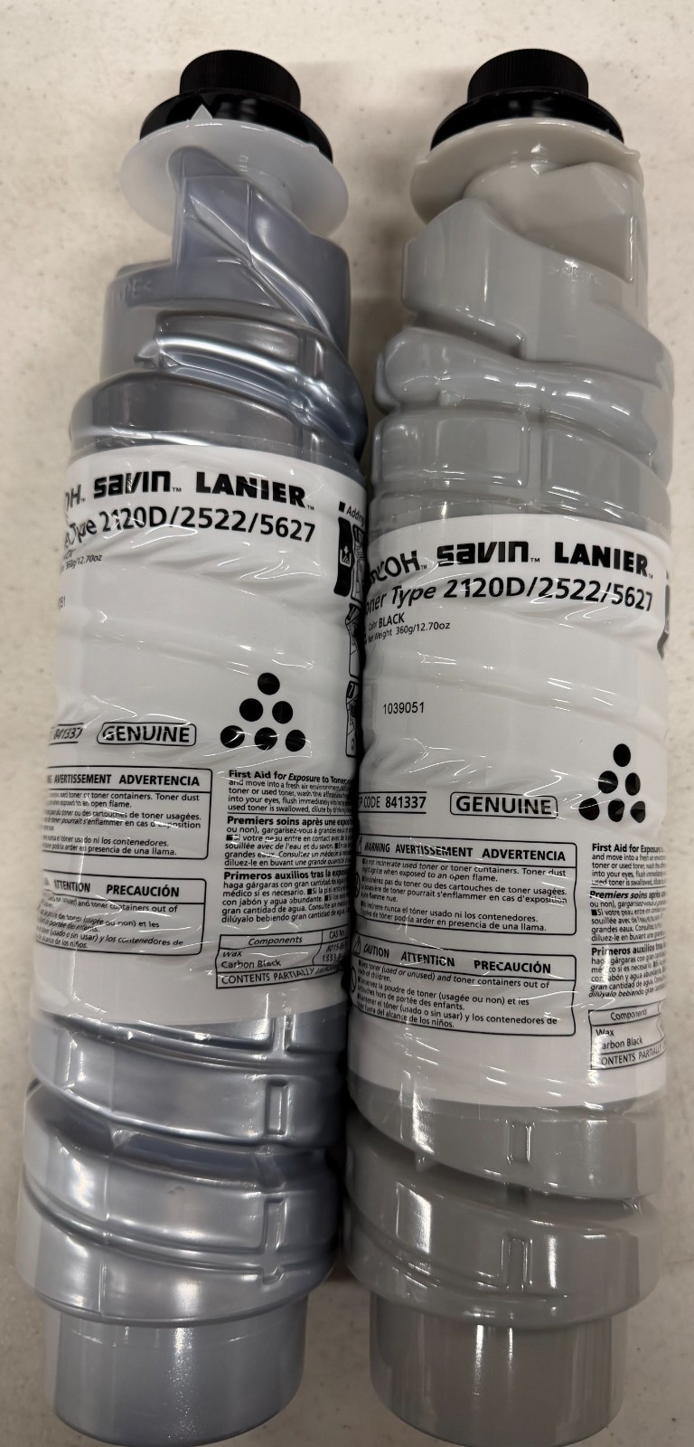 Lot of 2 Genuine Ricoh Savin 841337 Black Toner Cartridge Type 2120D 2522 5627
