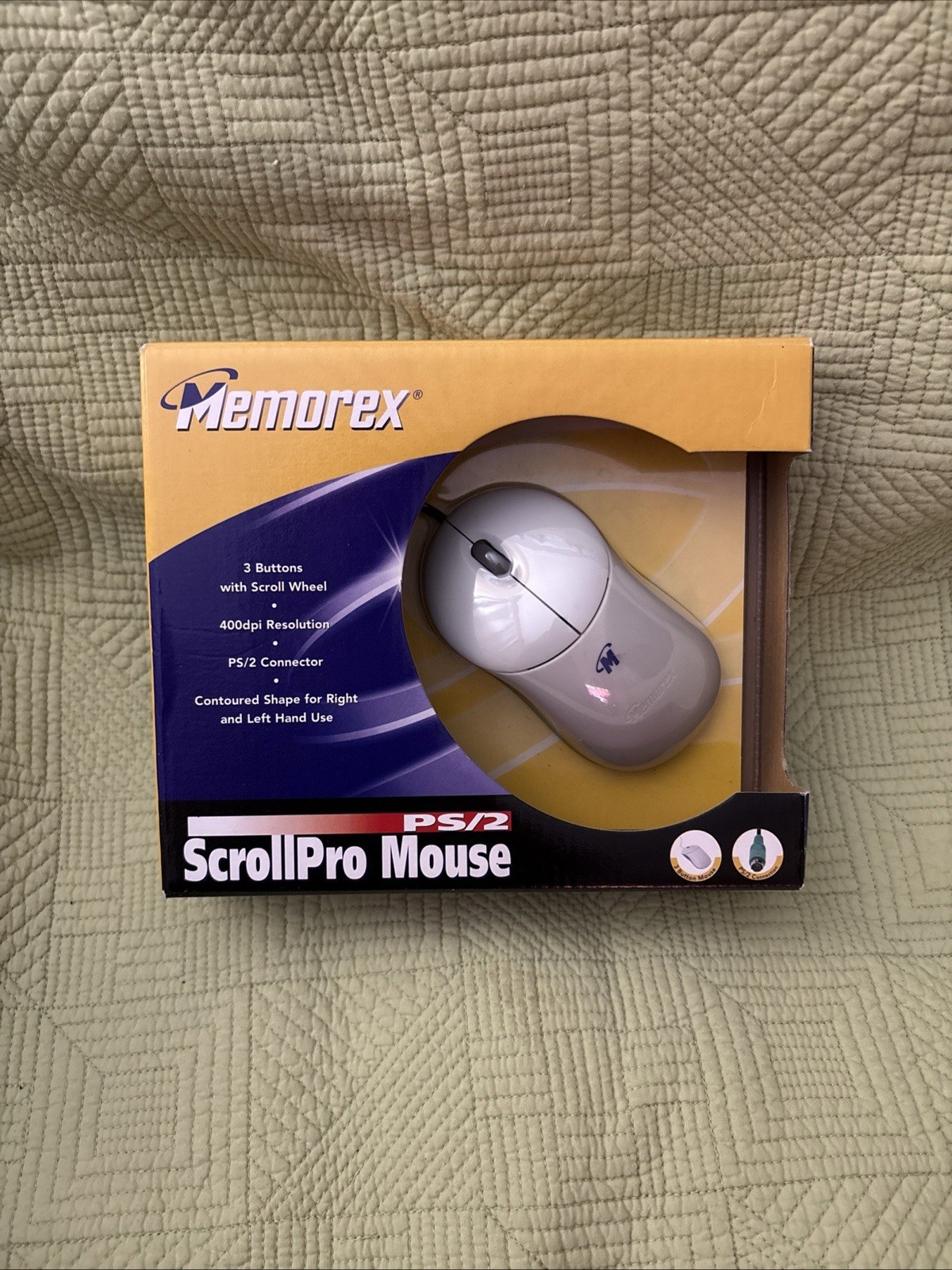 Vintage 2002 Memorex PS/2 ScrollPro Wired Computer Mouse  Part # 3202 2382 New