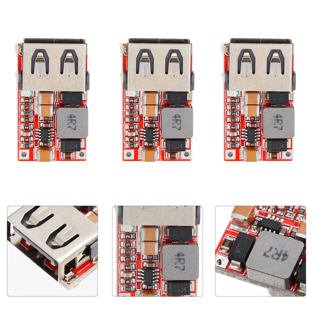 5Pcs USB Charger Modules Dc-Dc Buck Car Red Pcb Durable 6-24V to 5V 3A