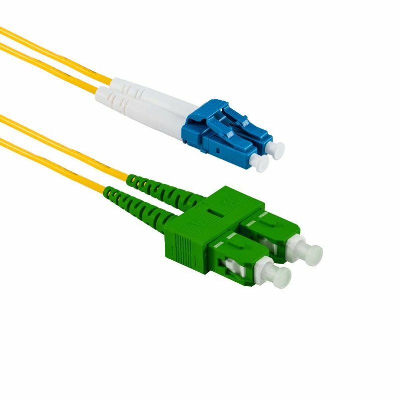 5 PACK LOT 10m LC(UPC)-SC(APC) Duplex 9/125 OS2 Singlemode Yellow OFNR 33FT