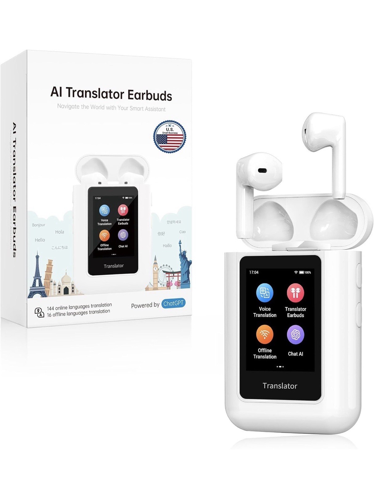 AI Translator Earbuds A8 – Smart Language Translation Device 144 Languages