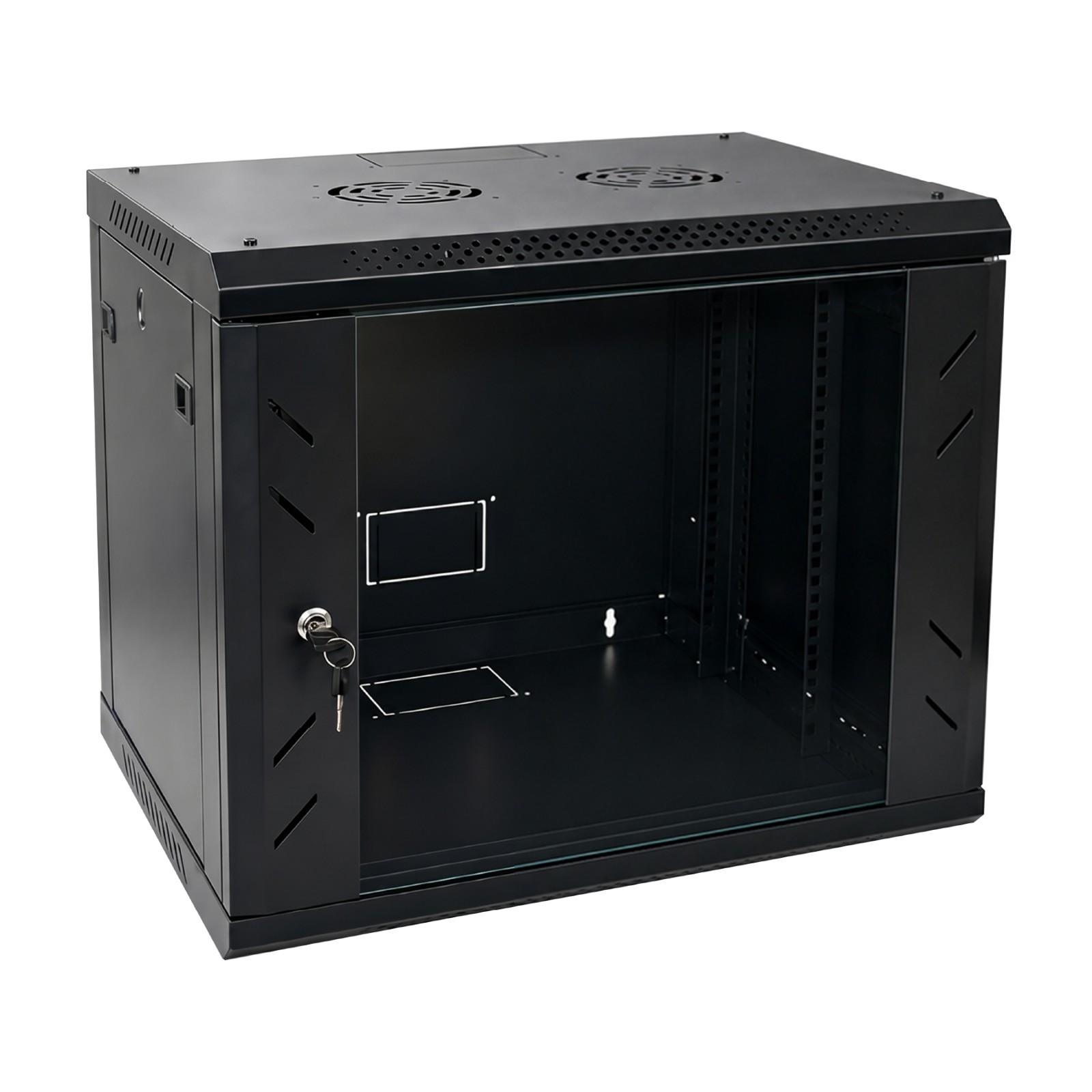 9U Wall Mount Server Cabinet Network Rack Enclosure with Locking Glass Door, Coo