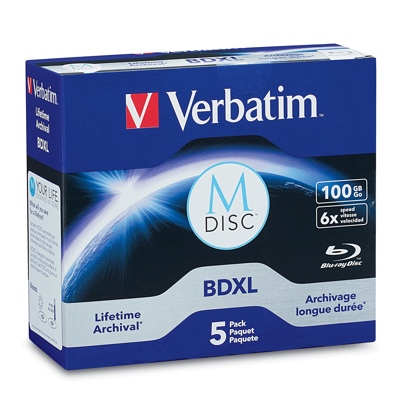 Verbatim M Disc Bdxl 100Gb 6X With Branded Surface Blank Blu-ray Recor Electr...