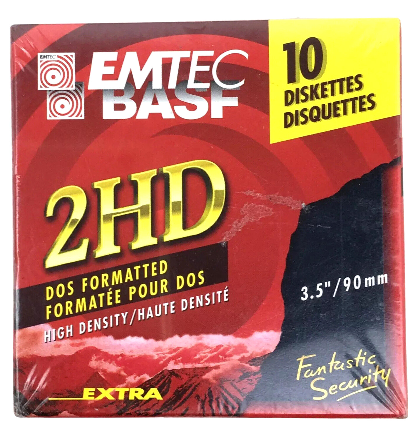 BASF 2HD Emtec Diskettes DOS Formatted Sealed Box of 10 High Density 3.5"