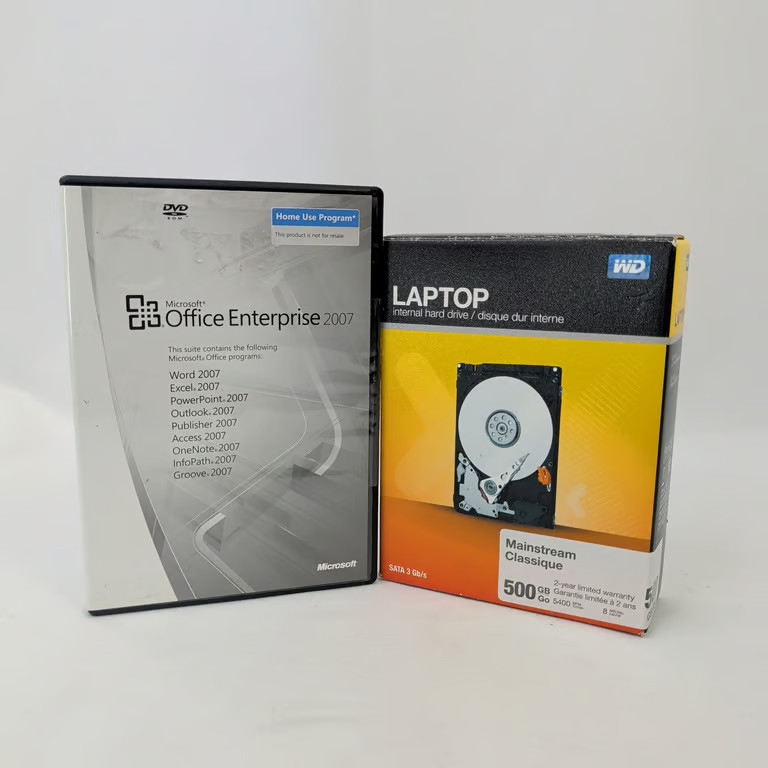 Lot Microsoft Office 2007 Enterprise DVD + Toshiba 500GB 2.5" SATA HDD 7200RPM