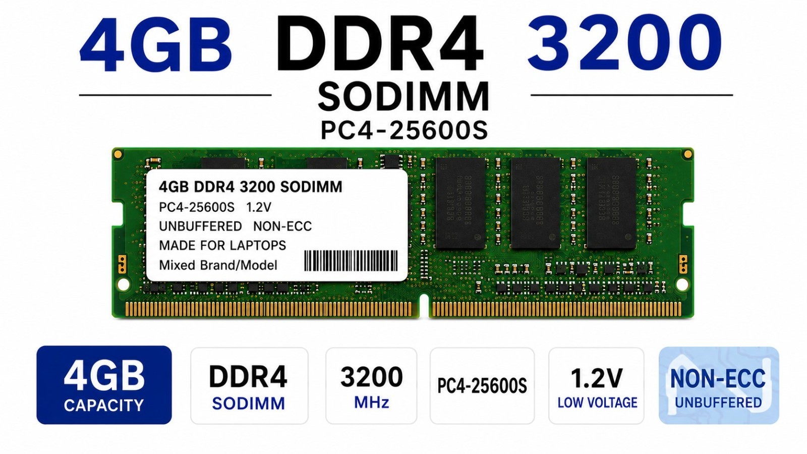 Mixed Brand / Model 4GB DDR4 3200MHz SODIMM RAM