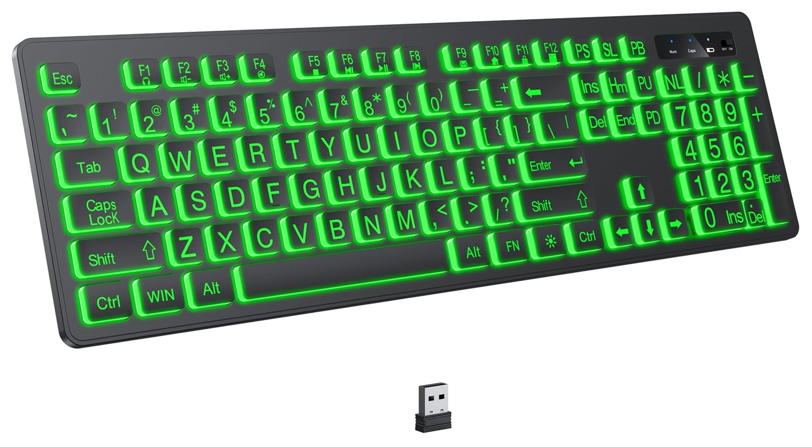 Large Print Backlit Wireless Keyboard, 2.4G Silent Wireless Light Up Keyboard...