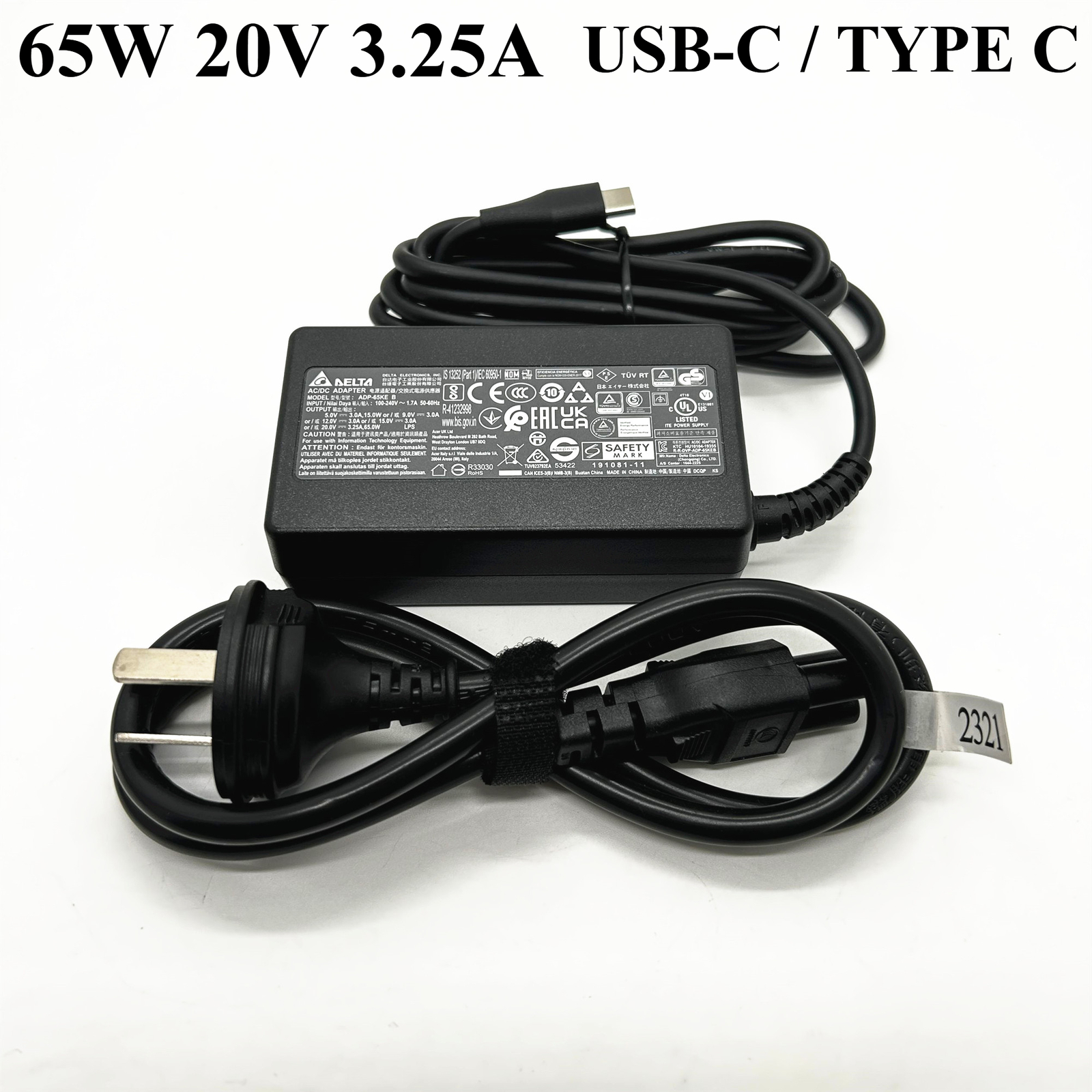 1pcs Original Delta 65W 20V 3.25A USB-C Charger ADP-65KE B Type C Power Adapter
