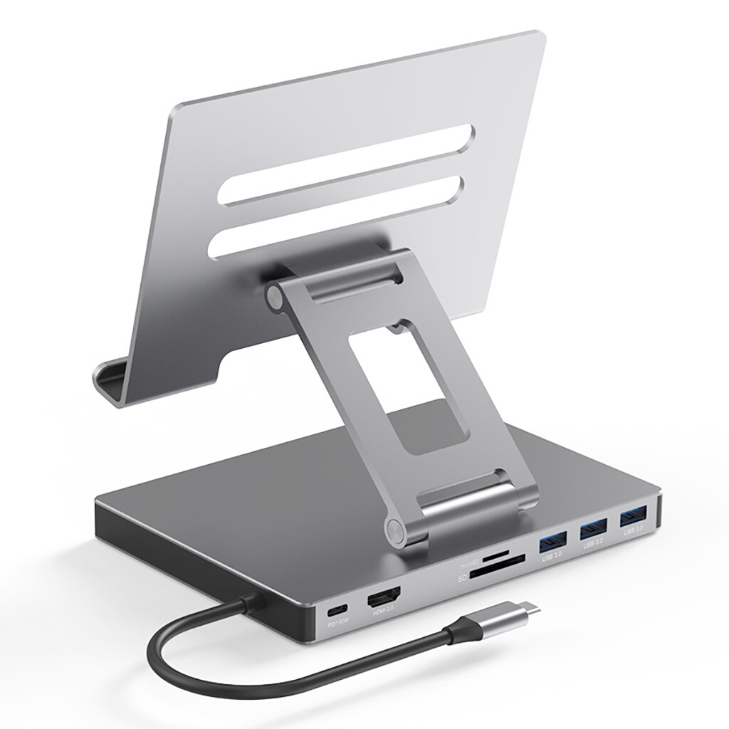 USB-C Hub Stand Docking Station Multiport Adapter USB3.0 Foldable Tablet Bracket