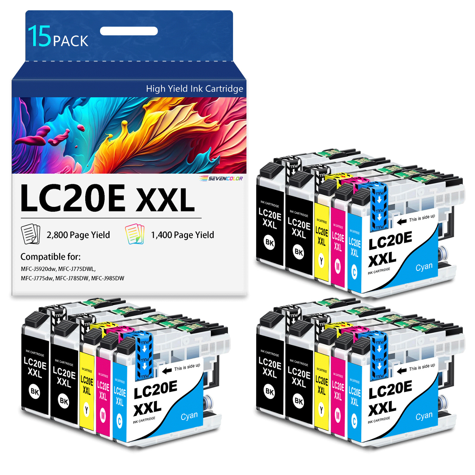 LC20E Super High Yield Ink Cartridge Set - 15Pack(6Black+3Cyan+3Magenta+3Yellow)