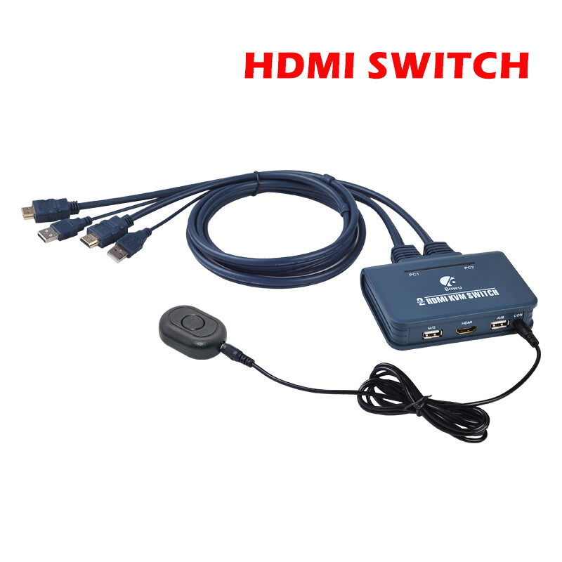 USB VGA DVI HDMI KVM Switch Video Converter 2 PCs Share 1 Keyboard Mouse Monitor